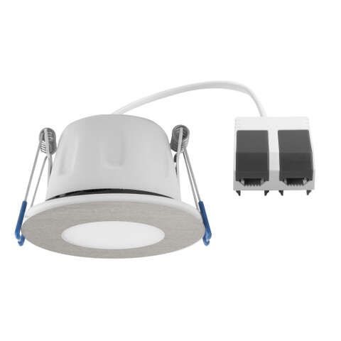 5.5W TEGO Slim IP65 Fire-Rated LED Downlight 2800K Brushed Nickel Finish